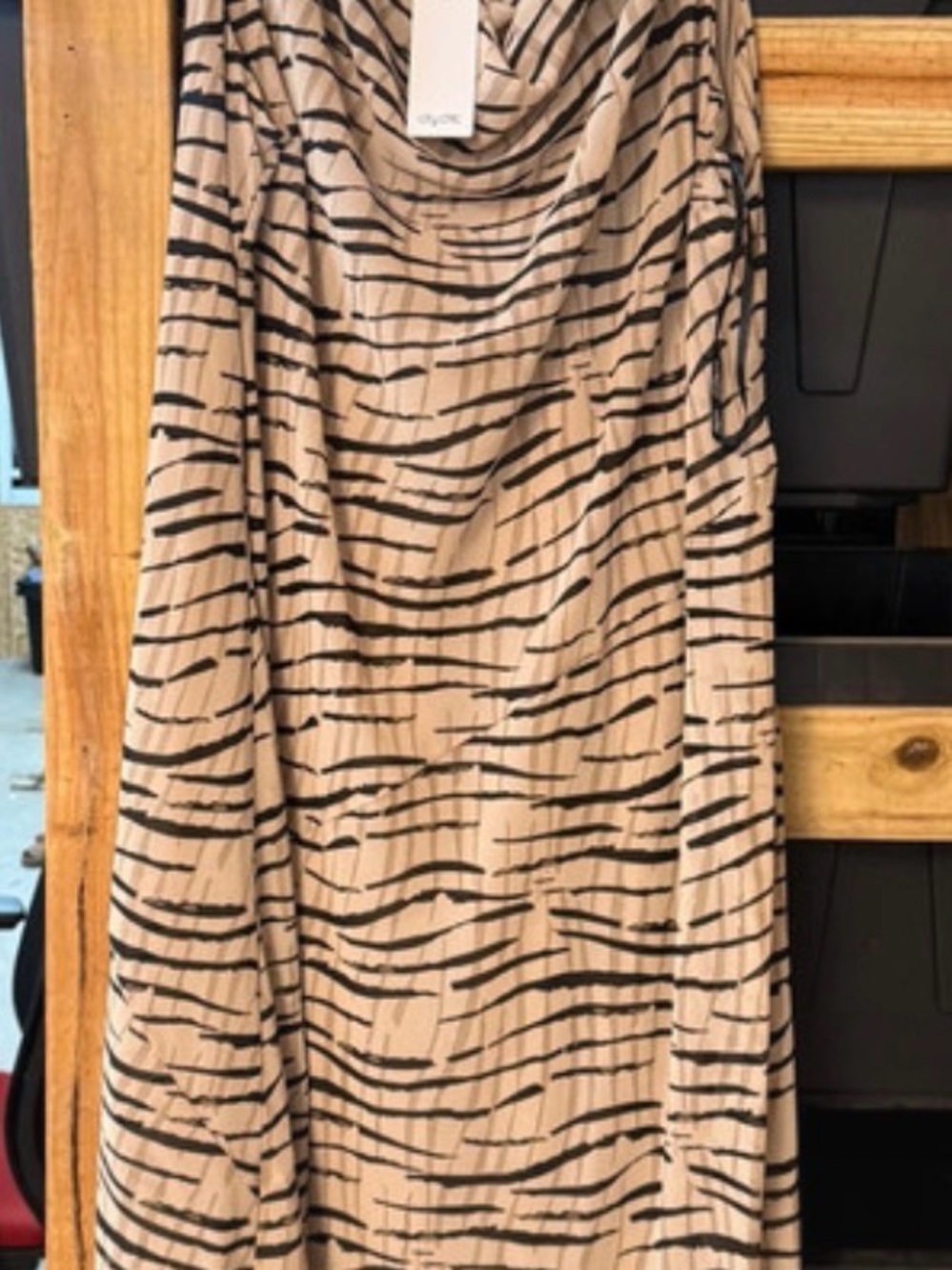 City Chic Beige and Black Zebra-Print Skater Skirt